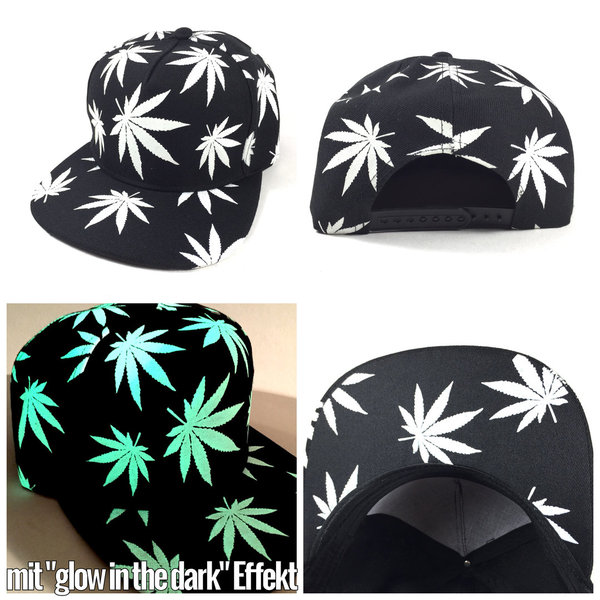 "GLOW IN THE DARK" Weed allover Cap