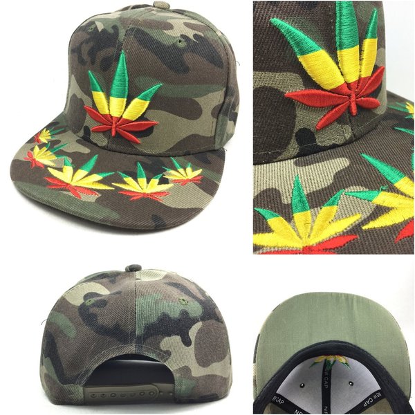 Camouflage Jamaican Weed Snapback Cap Limited