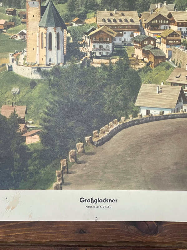 Schulwandkarte Großglockner 64x92cm 1956 vintage