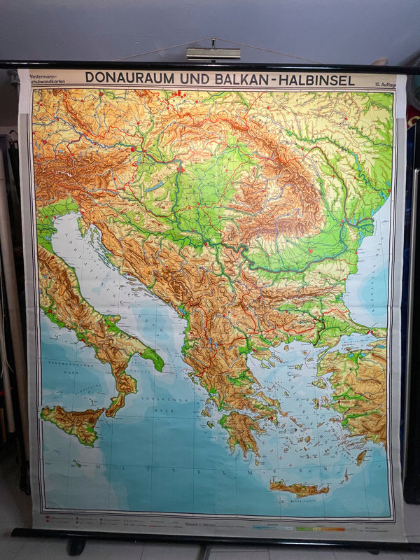 Schulkarte Donauraum u. Balkan-Halbinsel