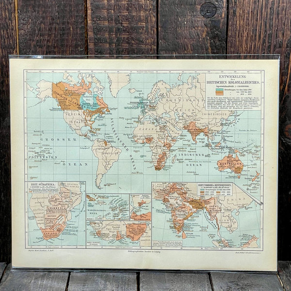 Landkarten Erde Antike Lithografien 1894