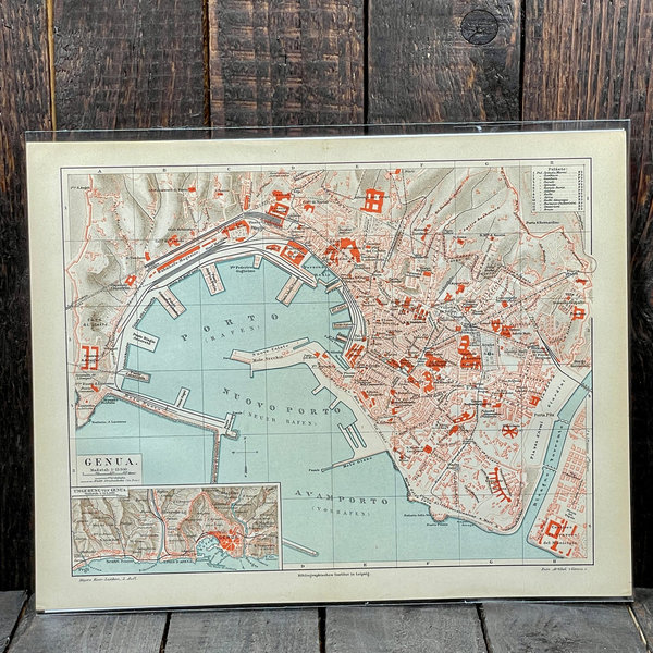 Antike Lithografien Stadtkarten von 1894