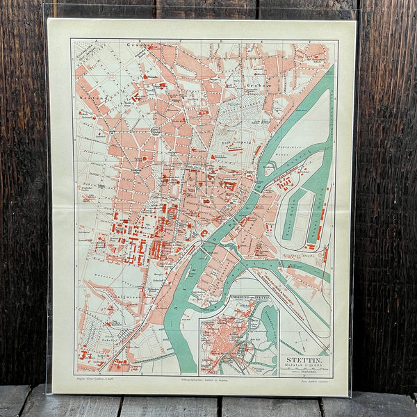 Antike Lithografien Stadtkarten von 1894