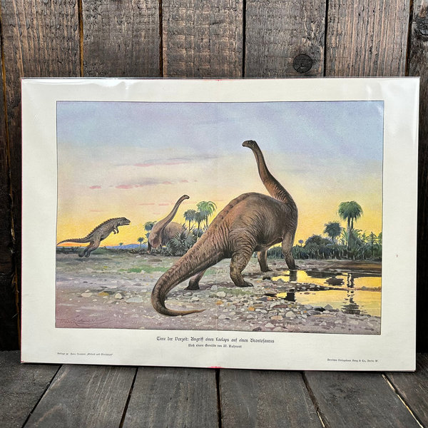 Dinosaurier Antike Lithografie ca 1900